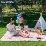 Outdoor Picnic Blanket, Foldable Waterproof Sand Beach Mat,Large 80x60in Beach Camping Hiking Travel Family Concerts Portable Beach Blankets (Brown) - Image 4