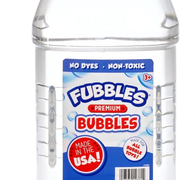 Little Kids Bubbles by Fubbles| Made in The USA |64oz Non Toxic Bubble Solution |Bubble Refill for Bubble Machines and Toys, Clear,12381