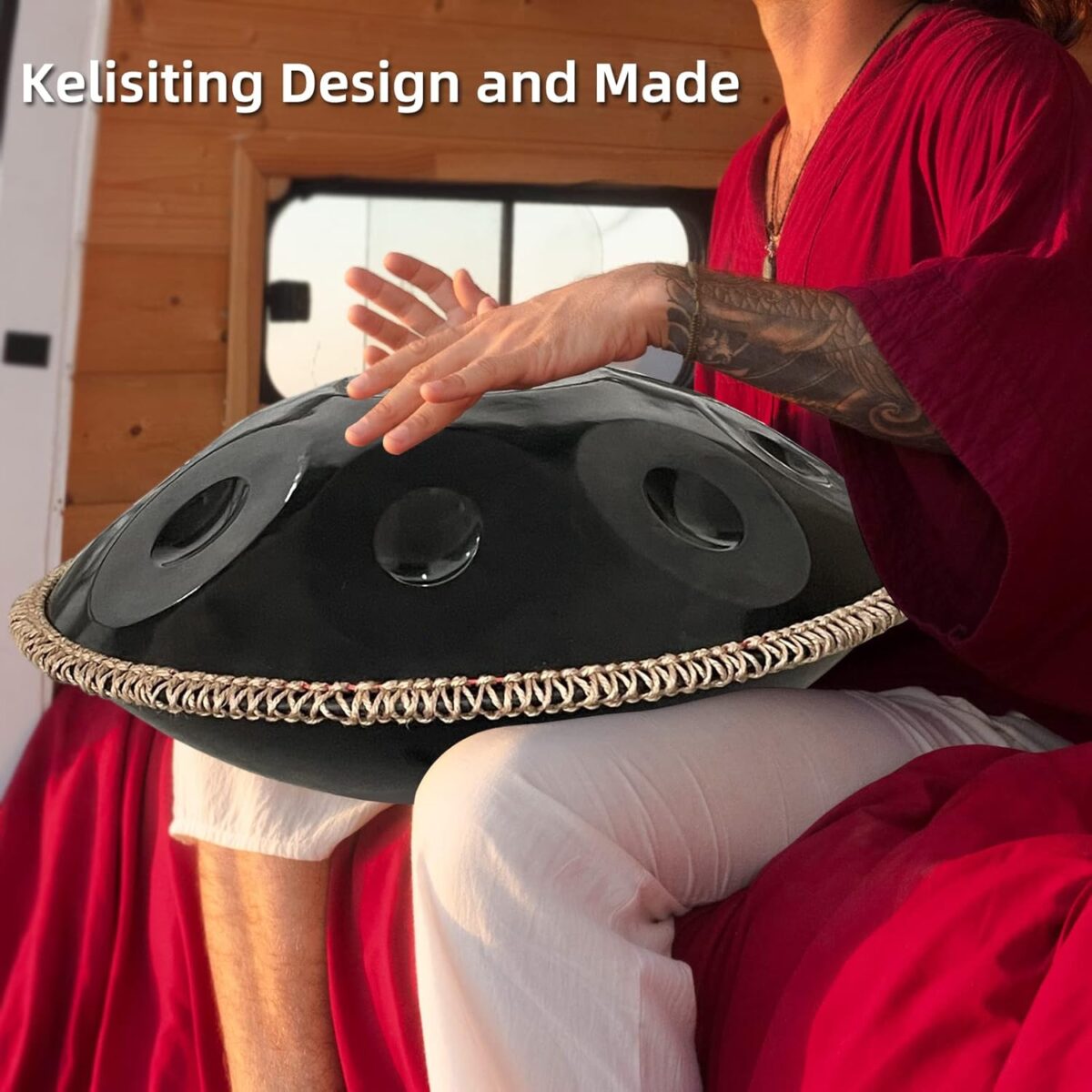Handan 432HZ,10 Sounds 22 Inches D Minor Handpan Drum,Prremium Steel Hand Pan Instrument for Adults,Classic Black - Image 4