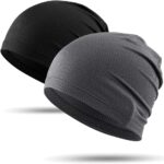 WTACTFUL 2 Pack - Running Cap, Skull Caps Fashion Breathable Slouchy Beanie Bicycle Cycling Sport Caps for Men Women Summer