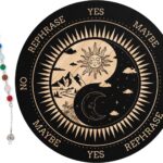 ORIGACH 7.9" Sun and Moon Pendulum Board Wooden Witchcraft Divination Board with Crystal Dowsing Pendulum for Spirit Altar Decoration