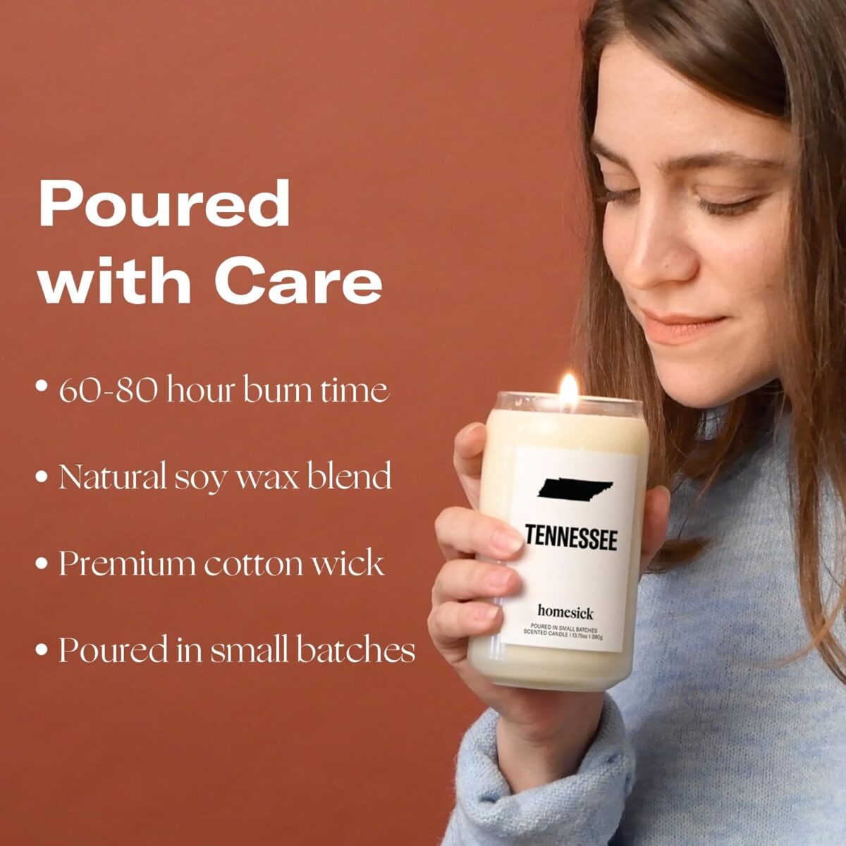 Homesick Scented Candles for Home (Tennessee) - 13.75 oz Long-Lasting Soy Wax Jar Candle for Women & Men for All Occasions, 60-80 Hours Burn Time - Notes of Patchouli, Sandalwood & Tonka Bean - Image 5