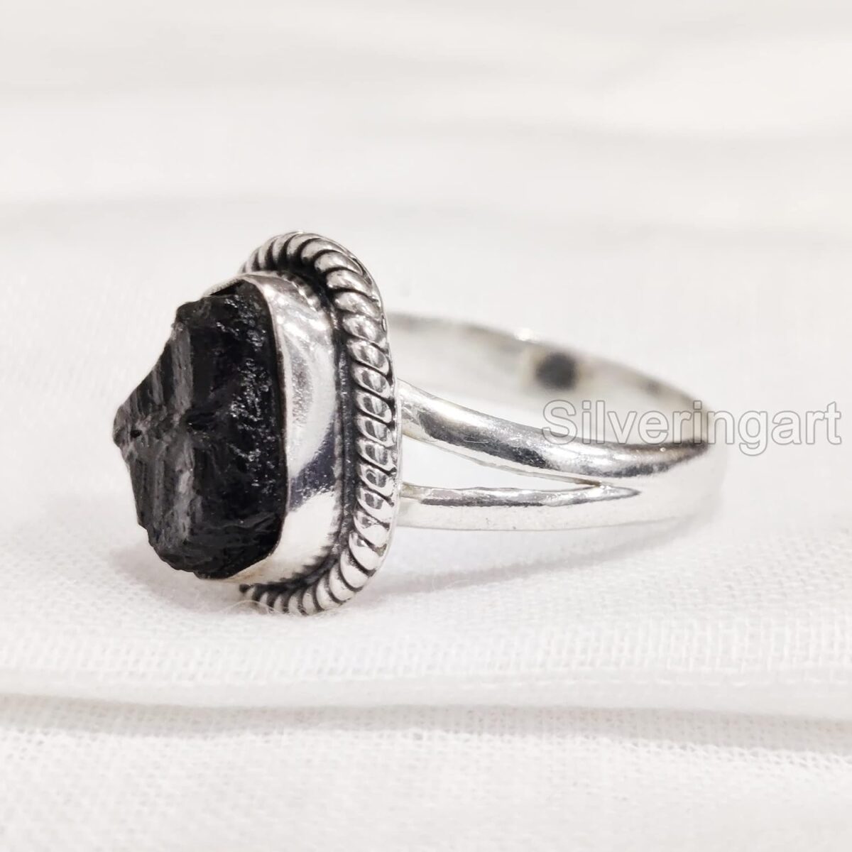 Natural Black Tourmaline Ring, Rough Tourmaline Ring, October Birthstone, Bohemian Ring, 925 Sterling Silver, Womens Ring, Christmas, Handmade, Statement Jewelry, Raw Gemstone Jewelry (8) - Image 1