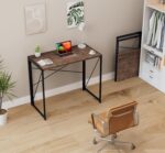 Coavas Small Folding Desk 31.5 inch Foldable Computer Desks, Spaces Saving Writing Table for Bedroom, Home Office, Dorm, Apartment, Kids, Adults, Brown - Image 2