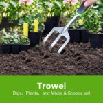 Garden Tool Set, 3 Pack Aluminum Heavy Duty Gardening Kit Includes Hand Trowel, Transplant Trowel and Cultivator Hand Rake with Soft Rubberized Non-Slip Ergonomic Handle, Garden Gifts - Image 5