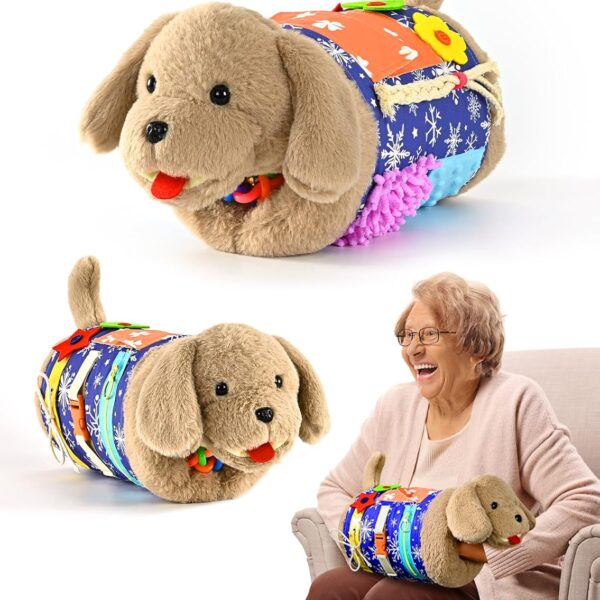 Fidget Blanket and Muff Dog for Adults with Dementia,Alzheimers Dementia Activities Products for Seniors and Elderly,Gift Game and Sensory Fidget Toys for Alzheimer’s or Dementia