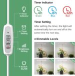 LORDEM Grow Light, Full Spectrum LED Plant Light for Indoor Plants, Height Adjustable Growing Lamp with Auto On/Off Timer 4H/8H/12H, 4 Dimmable Brightness, Ideal for Home Desk Plant Lighting - Image 4