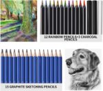 PRINA 81 Drawing Set Sketching Kit, Pro Sketch Stuff Art Supplies with Rainbow, Colored, Graphite, Watercolor, Metallic, Charcoal Pencils, Sketchbook, Coloring Book, Gift Case for Artists Adults Kids - Image 3