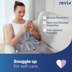 REVIX Microwavable Heating Pad for Neck Shoulders and Back, Microwave Heated Neck Wrap with Moist Heat, Light-Gray - Image 5