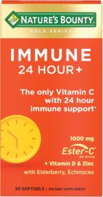 Nature's Bounty Immune 24 Hour +, The only Vitamin C with 24 Hour Immune Support from Ester C, Rapid Release Softgels, 50 Count