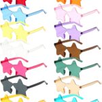 14 Pairs Star Shaped Rimless Sunglasses Frameless Star Sunglasses Transparent Candy Color Glasses Tinted Eyewear Bachelorette Party Favors Photo Booth Props, Aircraft Box Well Packaged,14 Colors