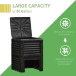 Outsunny Garden Compost Bin 80 Gallon Outdoor Large Capacity Composter Fast Create Fertile Soil Aerating Box, Easy Assembly, Black - Image 4