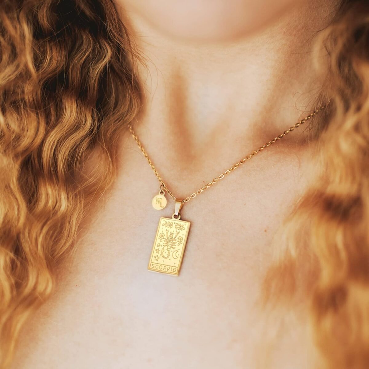 Zodiac Sign Necklace for Women Constellation Tarot Card Pendant Double Sided Gold Stainless Steel Waterproof NonTarnish Friendship Jewelry Gift - Image 2
