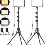 2 Pack LED Video Light, Photography Lighting Kit with 62.99'' Tripod Stand, Dimmable 2500-8500K 22W Studio Lights for Video Recording Game Live Streaming YouTube Podcast Photo