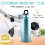 Vive Suction Cup Grabber Reacher 32" - Elderly Grab It Reaching Pickup Tool Heavy Duty for Seniors - Trash, Sticks, Litter Picker Upper - Extra Long Reach Handle & Handy Extension Arm Claw - Image 2