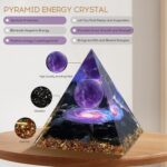 Hopeseed Orgone Pyramid for Positive Energy, Orgonite Amethyst&Obsidian Healing Crystal Pyramids for Reduce Stress Chakra Reiki Healing Meditation Attracts Lucky and Success - Image 3