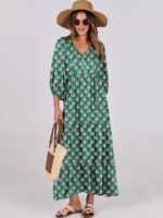 ANRABESS Womens Boho Maxi Dresses 2025 Summer V Neck Puff Sleeve Floral Flowy Swing Casual Long Dress - Image 8
