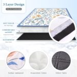 Picnic Blankets 79"x79" Extra Large Outdoor Blanket Beach Blanket Waterproof SandProof Picnic Mat Washable Foldable Portable for Grass Lawn Beach Camping (White with Flowers) - Image 3