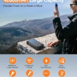 GOODaaa Power Bank Portable Charger 42800mAh Built in 4 Cables and Thermometer 15W Fast Charging Power Bank Five Outputs Three Inputs Solar Charger Power Bank, SOS/Strobe/Strong Flashlights, Carabiner