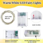 4-Pack Fairy Lights Battery Operated with Timer, Waterproof 16FT 50 LED String Lights Indoor Outdoor, Cuttable Starry Fairy Lights for Christmas Home Bedroom Wedding DIY Centerpiece Decor (Warm White) - Image 6