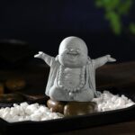 Buddha Sandstone Statues, Zen Monk Praying Statue Sculptures Ornament for Wealth Good Luck Feng Shui Decor Home Office Car Decoration(Laughing Buddha) - Image 4