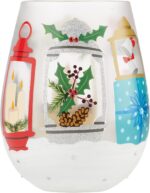 Enesco Designs by Lolita Holiday Festive Lanterns Hand-Painted Artisan Stemless Wine Glass, 20 Ounce, Multicolor - Image 3