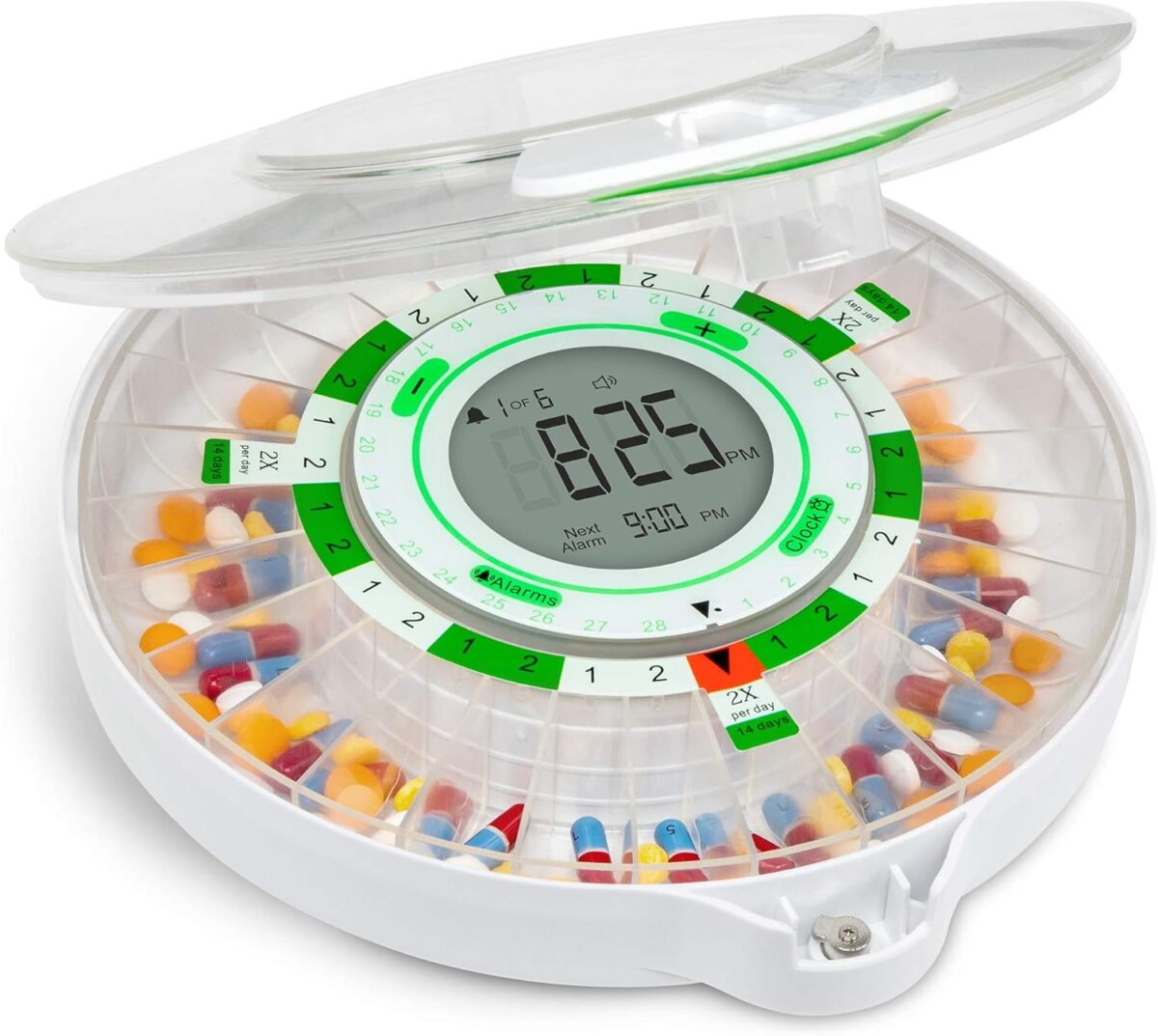 Live Fine 28-Day Automatic Pill Dispenser with Upgraded LCD Display, Key Lock, Sound & Light for Prescriptions, Medication, Vitamins, Supplements & More - Image 1
