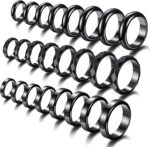 Hicarer 24 Piece Hematite Rings Set - Negative Energy Ring, Non-magnetic Black Hematite Stone, Curved & Faceted Design, Size 6-13