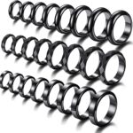 Hicarer 24 Piece Hematite Rings Set - Negative Energy Ring, Non-magnetic Black Hematite Stone, Curved & Faceted Design, Size 6-13