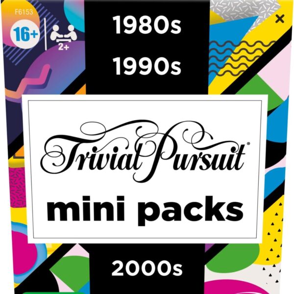 Hasbro Gaming Trivial Pursuit Mini Packs Multipack, Fun Trivia Questions for Adults and Teens Ages 16+, Includes 4 Game Featuring 4 Decades