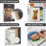 PANDAFLY 80 Pack Drawing Set Sketching Kit, Pro Art Supplies with 3-Color Sketchbook, Watercolor Pad, Colored, Graphite, Charcoal, Metallic Pencil, for Artist Adults Kids Beginner - Image 5