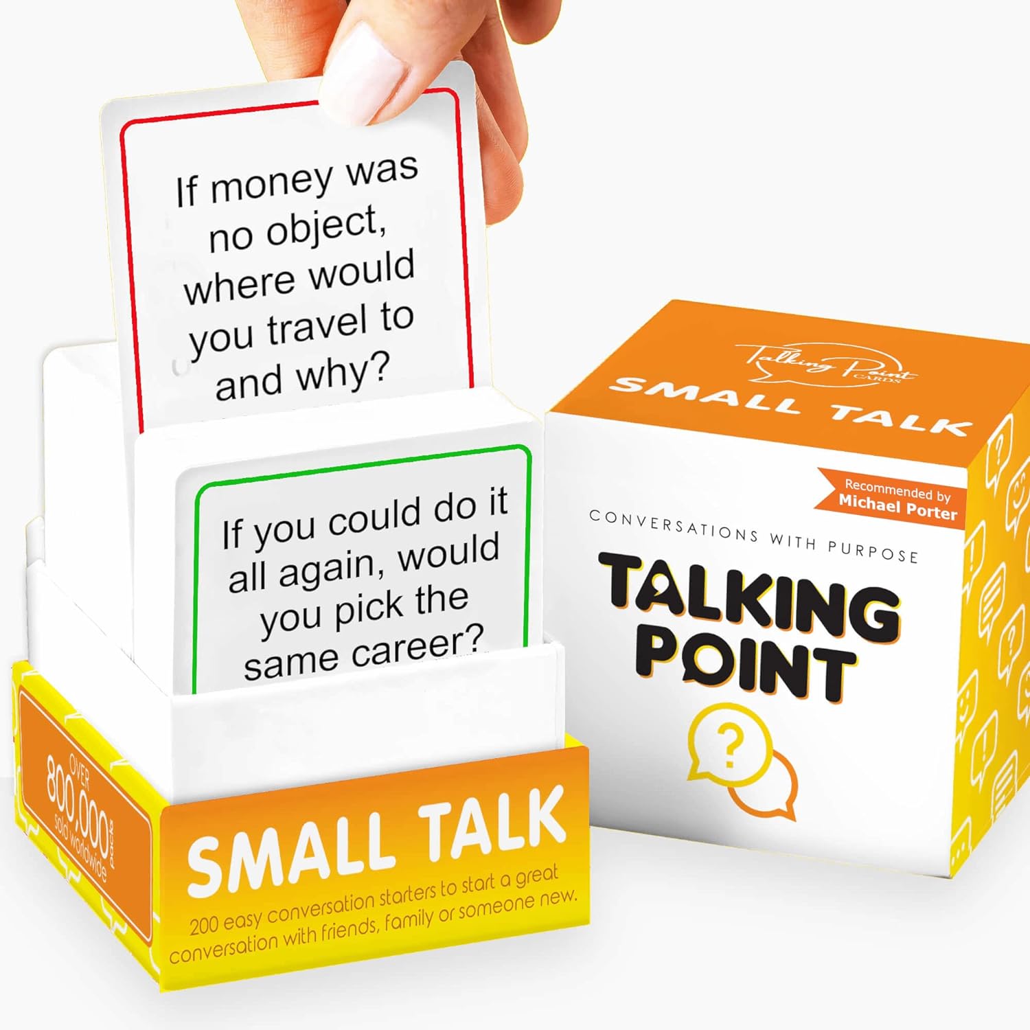 71IJmzKBuEL._AC_SL1500_.jpg 200 Ice Breaker Conversation Cards - Conversation Starters Friendly Small Talk Icebreakers for Friends, Coworkers, Family, Dates, & Acquaintances - Fun for Parties, Road Trips, Vacation Game Night - Image 1