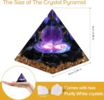 Hopeseed Orgone Pyramid for Positive Energy, Orgonite Amethyst&Obsidian Healing Crystal Pyramids for Reduce Stress Chakra Reiki Healing Meditation Attracts Lucky and Success - Image 2