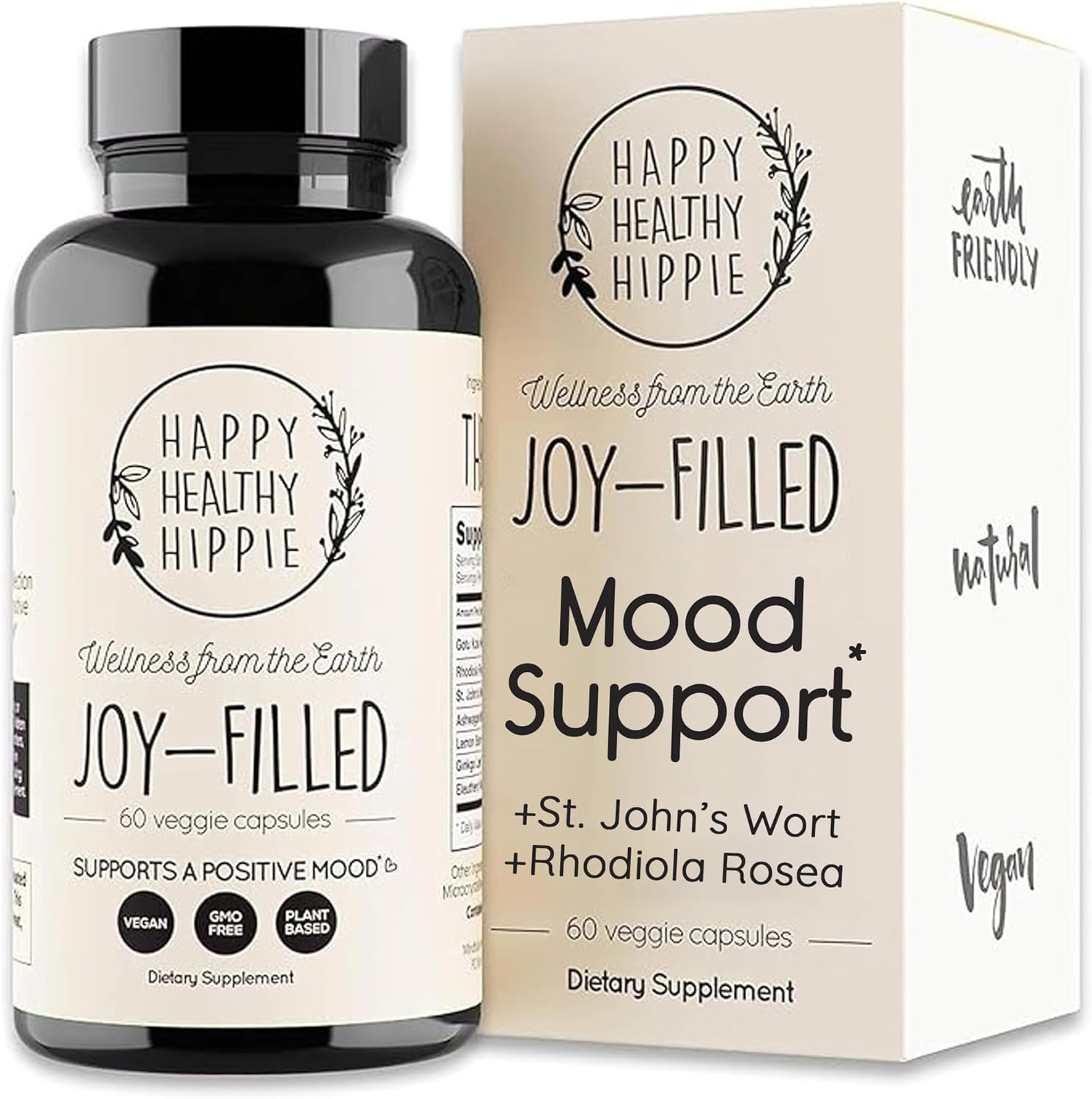 71IY-0txJL._AC_SL1500_.jpg Joy-Filled Mood Support Supplement with St. Johns Wort | Stress Relief – Helps Calm The Mind & Body | 100% Plant-Based Happy Pills, Ashwagandha, Rhodiola Rosea, Eleuthero | Herbal Adaptogens, 60 Ct - Image 1