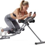 Sunny Health & Fitness Waist Trainer Ab Roller with Elbow Support, Training Wheels, Foldable for Home Gym, Abdominal Exercises, Core Strength, Glute Trainer, Crunch Workouts, Exercise Equipment