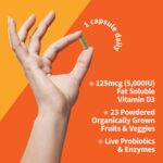 Garden of Life Vitamin D, Vitamin Code Raw D3, Vitamin D 5,000 IU, Raw Whole Food Vitamin D Supplements with Chlorella, Fruit, Veggies & Probiotics for Bone & Immune Health. 60 Vegetarian Capsules - Image 3