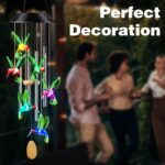 Wind Chimes,Hummingbird Solar Wind Chimes for Outside,Aluminum Tubes Memorial Wind Bell for Garden/Patio Decor Thanksgiving Gifts for Mom, Wife, Grandma Neighbors(25 Inch Deep Tone) - Image 3