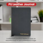 Promot Ruled Journal Notebook - Custom Embossed Text with Gold Metallic Foil - A5 Black 192 Lined Pages 8.2 x 5.5 Inch, 100 GSM, Pen Loop, Inner Pocket, Elastic Band, PU Leather Hardcover - Image 4