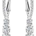 Swarovski Stilla Attract Trilogy Drop Pierced Earrings with White Crystals on a Rhodium Plated Setting with Hinged Closure
