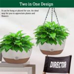 Hanging Planter Self Watering 10 Inch, 2 Pack Indoor Outdoor Hanging Baskets, Hanging Flower Pots with Drainage Hole & 2 Kinds of Plant Hangers for Garden Home Decor(Cream)… - Image 7