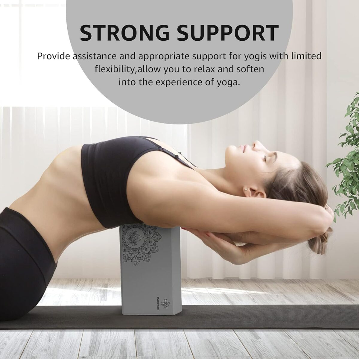 Overmont Yoga Block 2 Pack Supportive Latex-Free EVA Foam Soft Non-Slip Surface for General Fitness Pilates Stretching and Meditation 9"x6"x3" Yoga Strap Included - Image 3