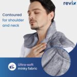 REVIX Microwavable Heating Pad for Neck Shoulders and Back, Microwave Heated Neck Wrap with Moist Heat, Light-Gray - Image 2