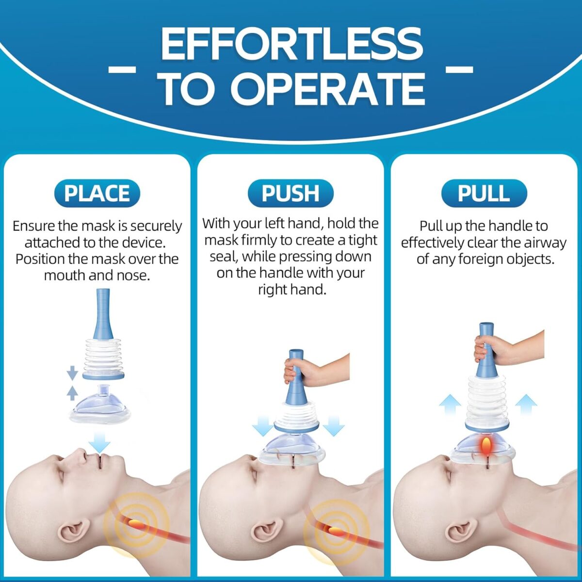 Senvok Choking Rescue Device (2 Sets) - FSA HSA Eligible - Home Kit & Travel Kit - Anti Choking Device for Kids and Adults, Portable Airway Suction Device, Choking First Aid Device - Image 3