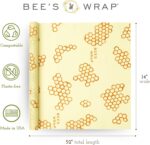 Bee's Wrap Reusable Beeswax Food Wraps Made in the USA, Eco Friendly Beeswax Wraps for Food, Sustainable Organic Cotton Wraps, XXL Cut To Size Wax Paper Roll, Honeycomb - Image 2