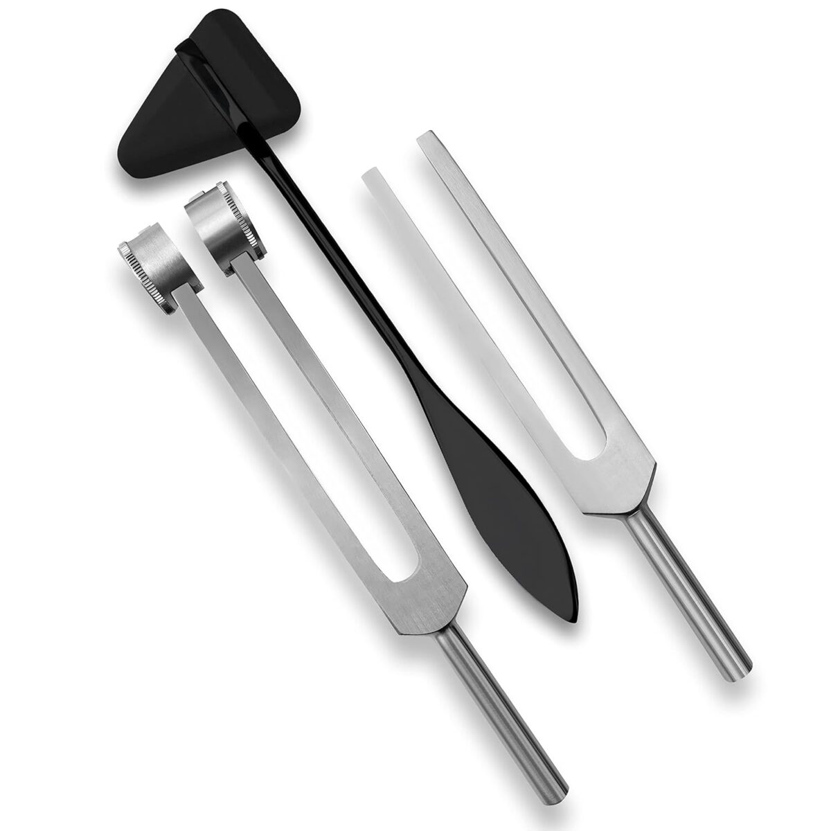SURGICAL ONLINE Set of 3 Pcs Aluminum Sensory Tuning Forks C 128 512 + Taylor Percussion Hammer Mallet, Superior Diagnostic Kit - Image 1