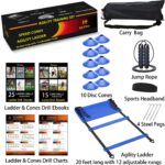 Speed Agility Training Set, Includes 1 Agility Ladder, 4 Steel Stakes, 1 Sports Headband,1 Jump Rope, 10 Disc Cones and Gym Carry Bag - Speed Training Equipment for Soccer Football Basketball - Image 7