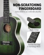Donner Concert Ukulele Professional 23 Inch Mahogany Ukelele for Adult Beginner Ukele Bundle with Online Lesson Gig Bag Aquila String Pick Tuner Strap Cloth DUC-200G Green - Image 2