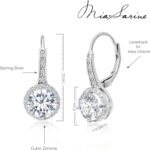 925 Sterling Silver Cubic Zirconia Halo Leverback Dangle Bridal Earrings for Women - Image 4