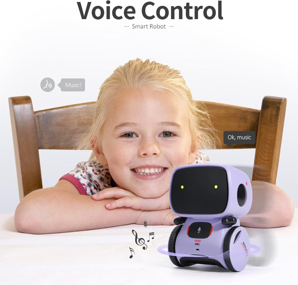 GILOBABY Kids Robot Toys, Interactive Robot Companion Smart Talking Robot with Voice Control Touch Sensor, Singing, Dancing, Recording, Repeat, Birthday Gifts for Girls Ages 3+ Years (Purple) - Image 5