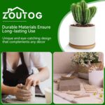 ZOUTOG Succulent Planter, White Mini 3.15 inch Ceramic Flower Planter Pot with Bamboo Tray, Pack of 4 - Plants Not Included - Image 6